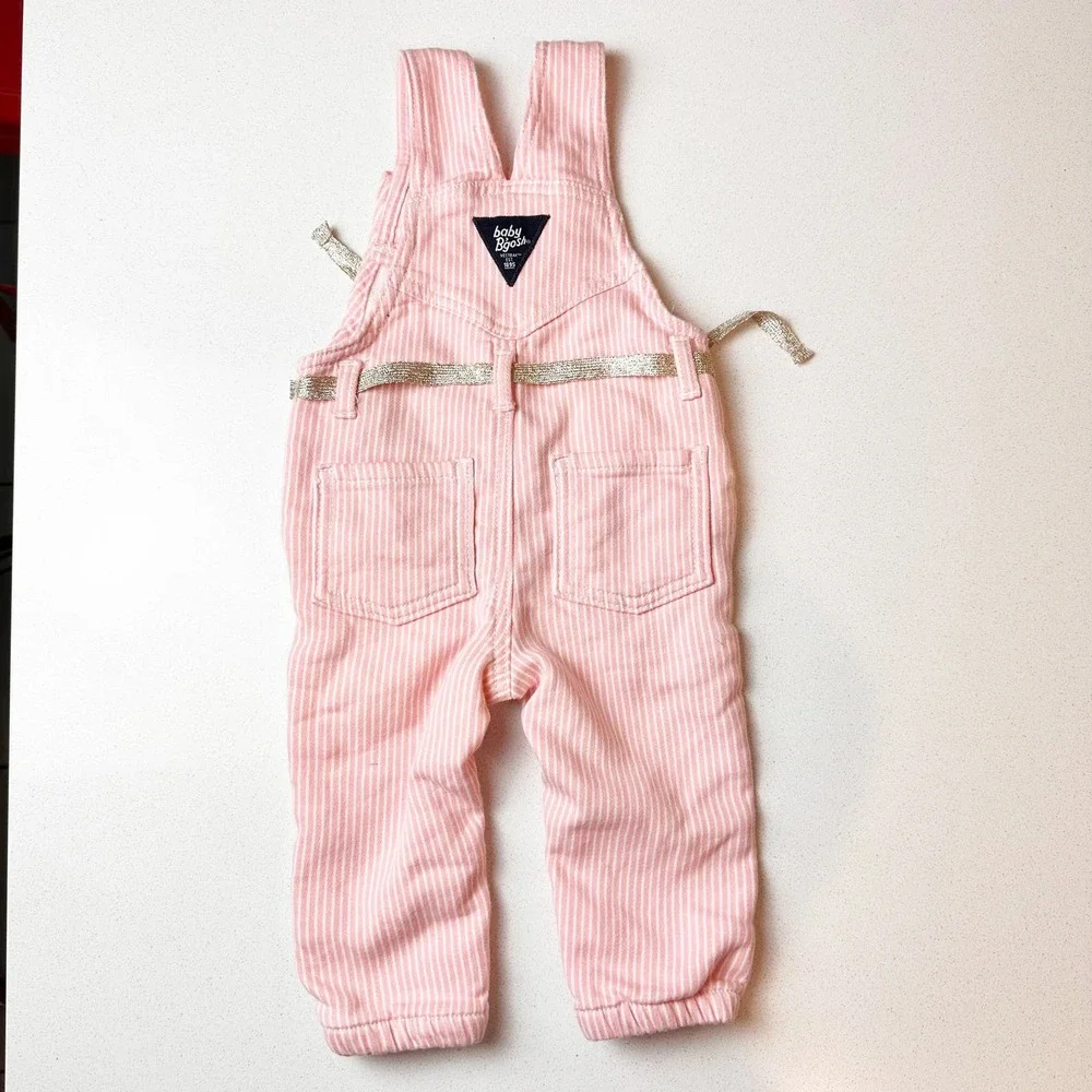 OshKosh Baby B'Gosh Pink Striped Overalls sz 9M